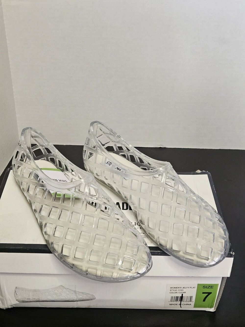 Sz 7 - Steve Madden Jelly Flats Clear Womens